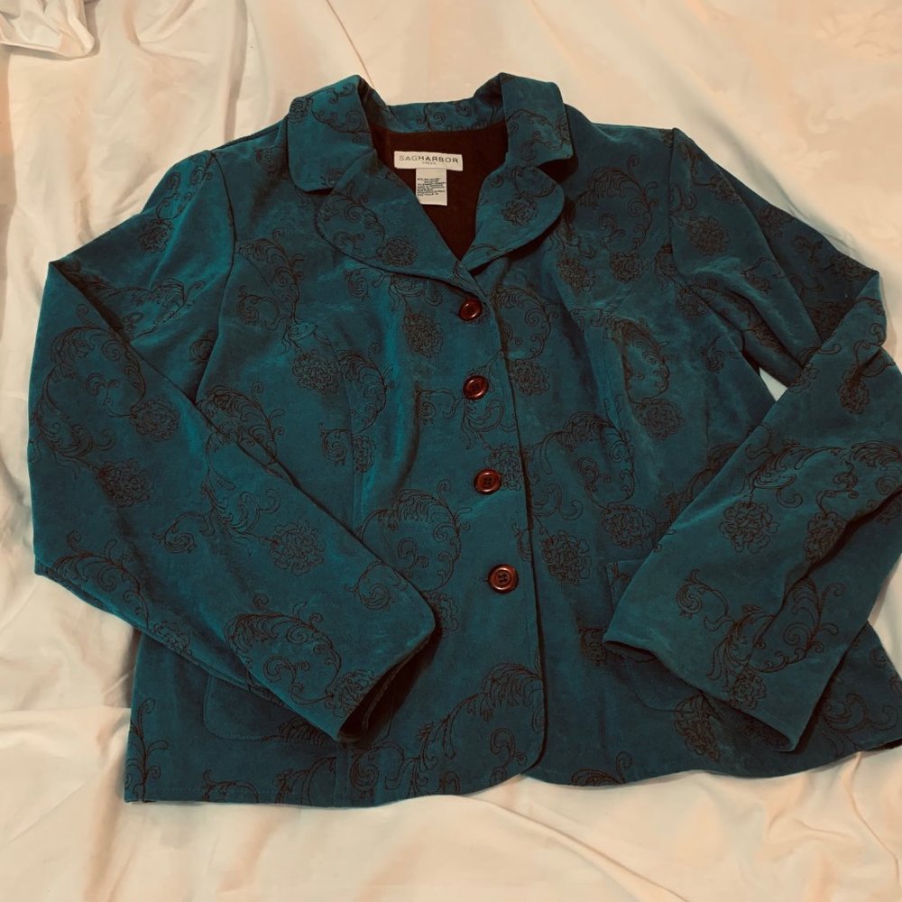 Sag Harbor Teal and Brown Blazer Size 14
